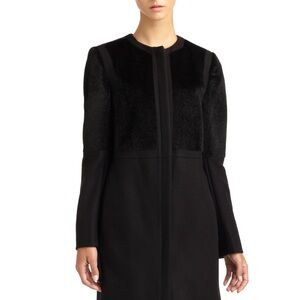 French Connection Black Wool Cashmere & Faux Fur Dressy Coat Size 8